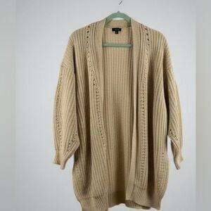 Mittoshop Oatmeal Chunky Knit Open Front Cardigan Sweater | Size M
